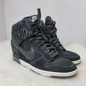Nike Dunk Sky Hi Black White Women's 543258-002 Wedge Sneaker Shoes Size 7